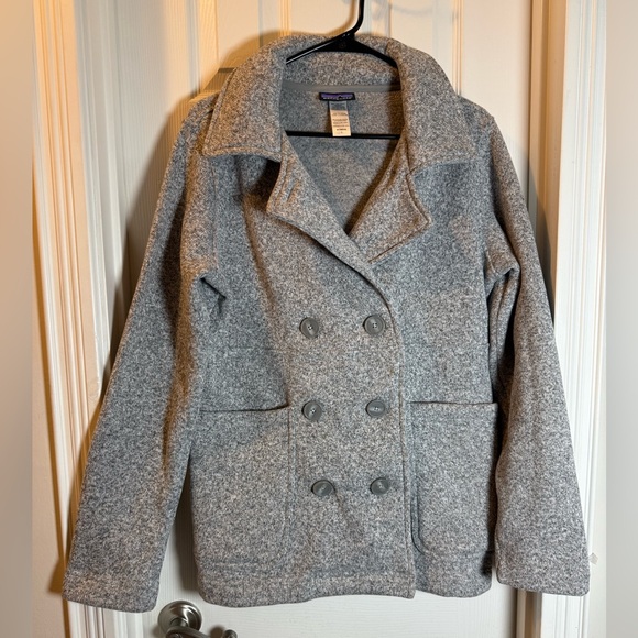 Patagonia Jackets & Blazers - Patagonia Womens Better Sweater Gray Double Breasted Peacoat Jacket Size Large